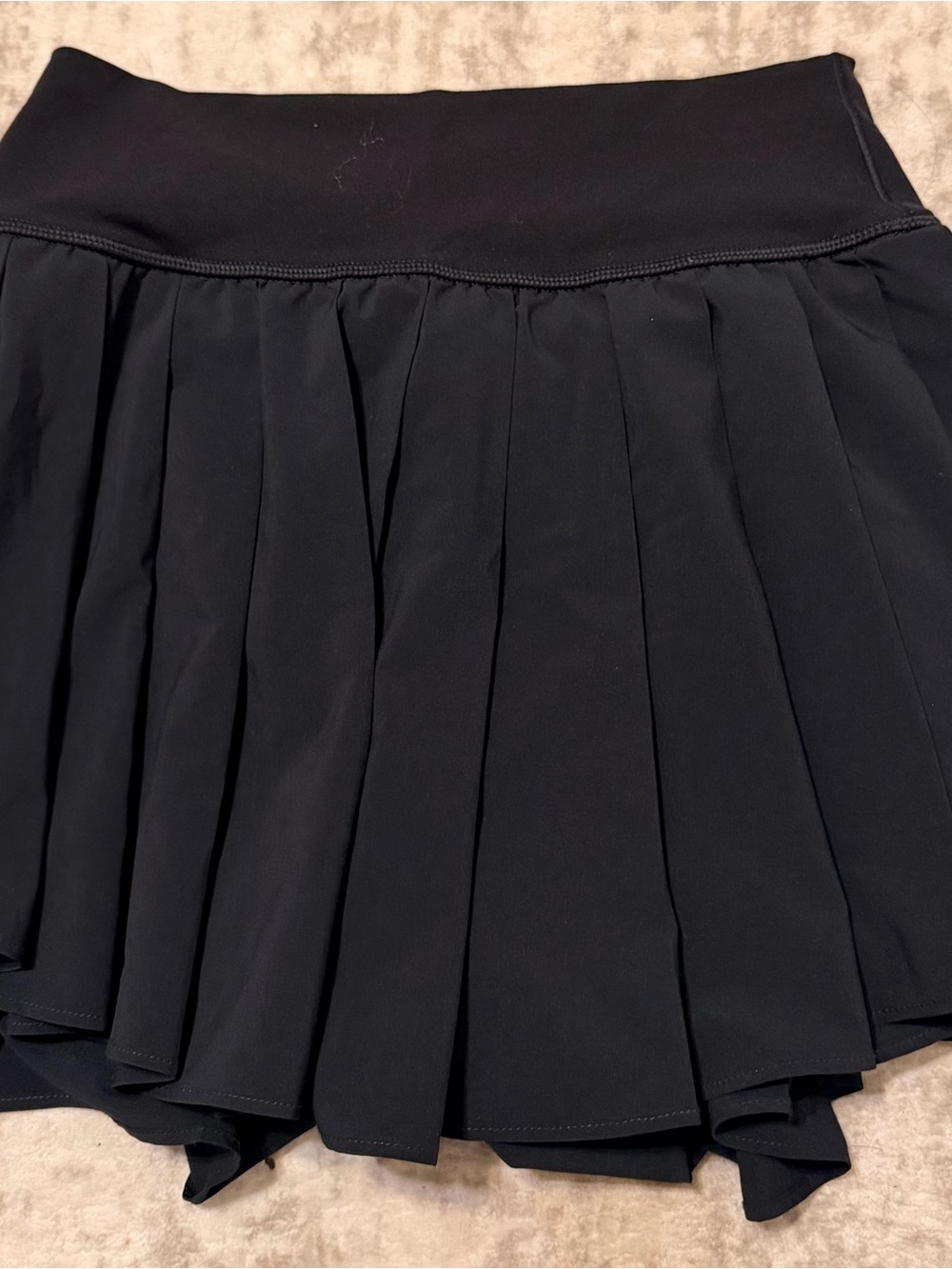 Black Pleated Skater Skirt with Wide Waistband